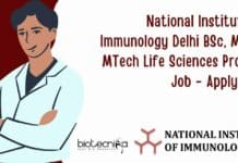 NII Delhi Life Science Vacancy For