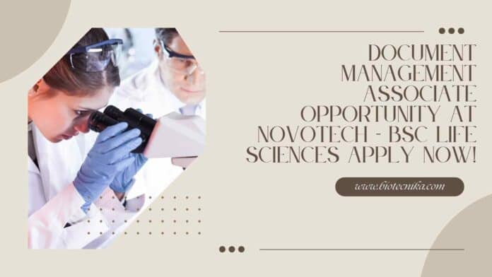 Document Management Associate Opportunity at Novotech - BSc Life Sciences Apply Now!