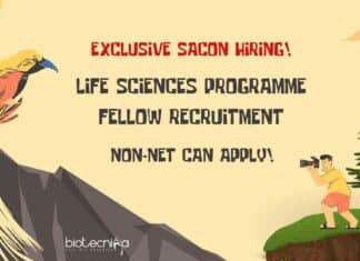 Exclusive SACON Life Sciences Programme Fellow Recruitment – Non NET Can Apply! Non-Net Project Vacancies Life Sciences at SACON - Apply Now