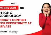 Freshers Biotech Job Openings