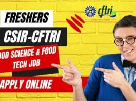 Freshers CFTRI Project Job