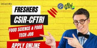 Freshers CFTRI Project Job