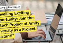 Amity AIB Project Job Opening For Microbiology, Biotechnology - Apply Now