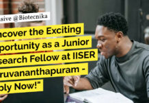 Biological Sciences Research Recruitment at IISER-TVM, Apply Now