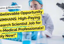 NIMHANS Research Scientist Job for Non-Medical Life Sciences With Rs. 56,000 pm Pay – Apply Now NIMHANS Research Scientist Job