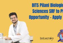BITS Pilani Biological Sciences SRF to PhD Opportunity – Apply Now BITS Biological Sciences SRF to PhD