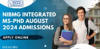 NIBMG Integrated MS-PhD Admissions August 2024