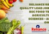 Reliance Retail Quality Lead Job For BSc Food Tech & Agricultural Sciences – Apply Online Reliance Retail Quality Lead Job