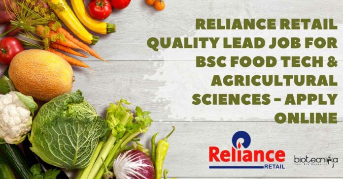 Reliance Retail Quality Lead Job