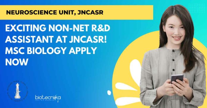 JNCASR Non-NET R&D Assistant Job