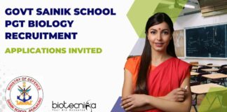 Govt Sainik School PGT Biology Recruitment