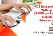 RCB Research Jobs With up to Rs. 67,000 pm Pay For Biotech & Life Sciences, Apply Online RCB Research Jobs