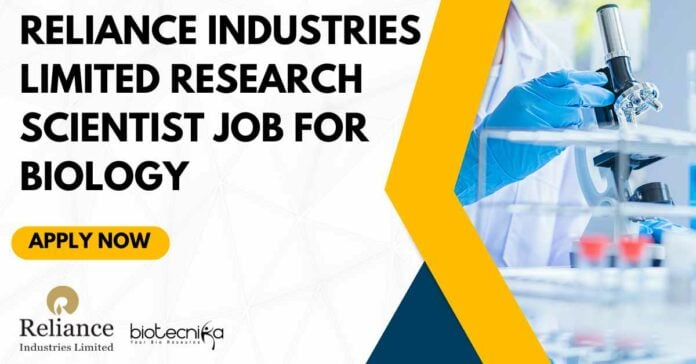 Reliance Industries Research Scientist Job