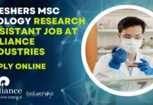 Freshers MSc Biology Research Assistant