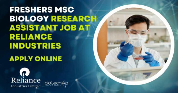 Freshers MSc Biology Research Assistant