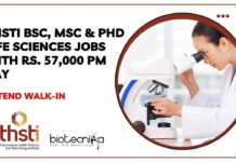 THSTI BSc Life Sciences Jobs