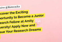 Amity Institute of Pharmacy Life Sciences & Biotech Research Fellow Job Opening - Apply Online