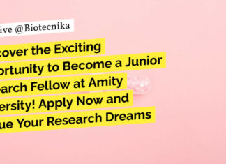 Amity Institute of Pharmacy Life Sciences & Biotech Research Fellow Job Opening - Apply Online