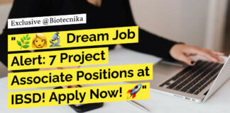 IBSD Life Science Project Associate Job Openings - Applications Invited