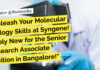 Apply Now for Senior Research Associate Position at Syngene – Life Science Eligible Syngene Research Associate Molecular Biology, Apply Online Now