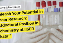 Postdoctoral Position at IISER Kolkata! Biochemistry Apply Online