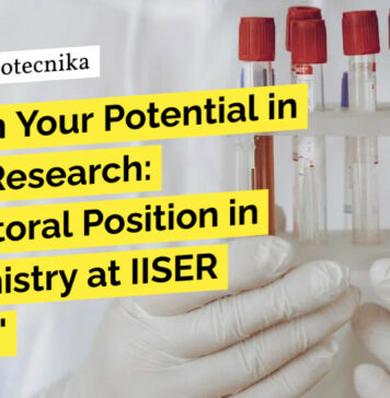 Postdoctoral Position at IISER Kolkata! Biochemistry Apply Online