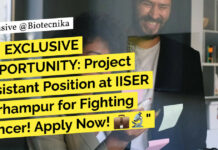 IISER Berhampur BSc Biotech & Life Sciences Project Assistant Recruitment - Apply Now