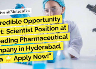 Biology Scientist Job at Dr Reddy's - Apply Online Now