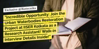 IISER Kolkata Research Vacancy For Microbiology, Biology - Attend Walk-In