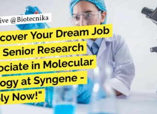 Syngene Senior Research Associate in Molecular Biology – Apply Now! Syngene Life Science Vacancies