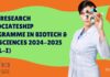 DBT-Research Associateship Programme in Biotech & Life Sciences 2024-2025 (Call-I) DBT RA Programme 2024-25