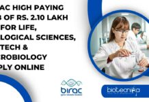 BIRAC Jobs Life Sciences