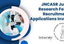 JNCASR Junior Research Fellow Recruitment - Applications Invited