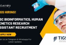 TIGS MSc Bioinformatics Job