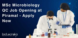 MSc Microbiology QC Job Opening