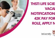 THSTI Life Science Vacancy Notification