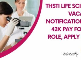 THSTI Life Science Vacancy Notification