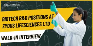 Zydus Lifesciences Ltd Walk-In-Interview