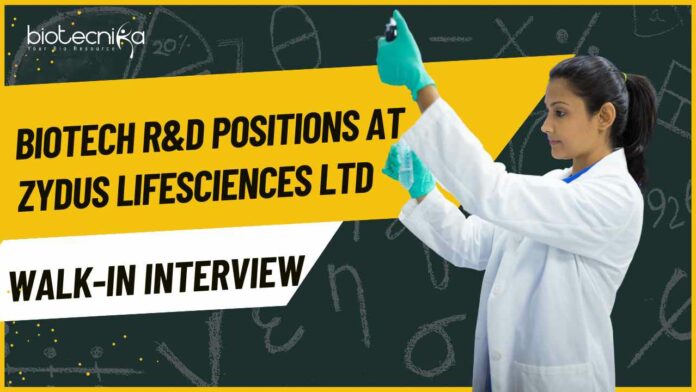 Zydus Lifesciences Ltd Walk-In-Interview