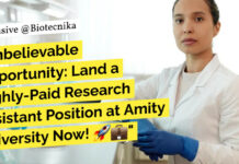 Amity University AIMMSCR Biotech, Biochem, Mol Bio & Life Sciences Research Job - Apply Now