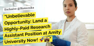 Amity University AIMMSCR Biotech, Biochem, Mol Bio & Life Sciences Research Job - Apply Now