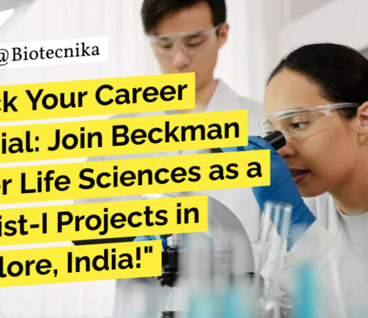 Beckman Coulter Project Scientist Job For Biotech & Biochem, Apply Online
