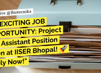 IISER Bhopal BSc Life Science Project Lab Assistant Job Opening – Apply Now IISER Bhopal Project Vacancy For BSc Life Sciences - Apply Now