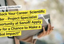 Scientific Writer Project Specialist Opportunity at Sanofi! Life Sciences Apply Now