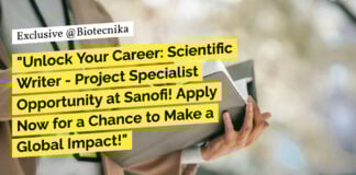 Scientific Writer Project Specialist Opportunity at Sanofi! Life Sciences Apply Now