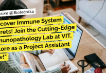 Life Science Project Vacancy at VIT Vellore - Apply Now