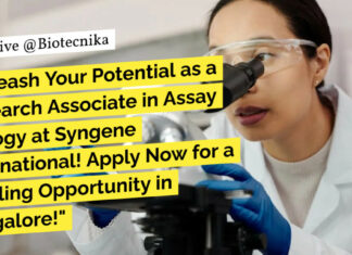 Research Associate in Assay Biology at Syngene! Apply Now Research Associate in Assay Biology