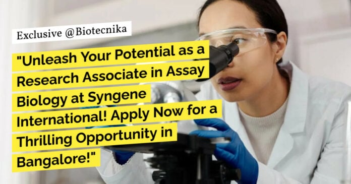 Research Associate in Assay Biology