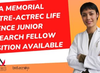 Tata Memorial Centre-ACTREC Life Science Junior Research Fellow Position Available TMC-ACTREC JRF Position