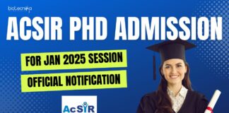 AcSIR PhD Admission Jan 2025